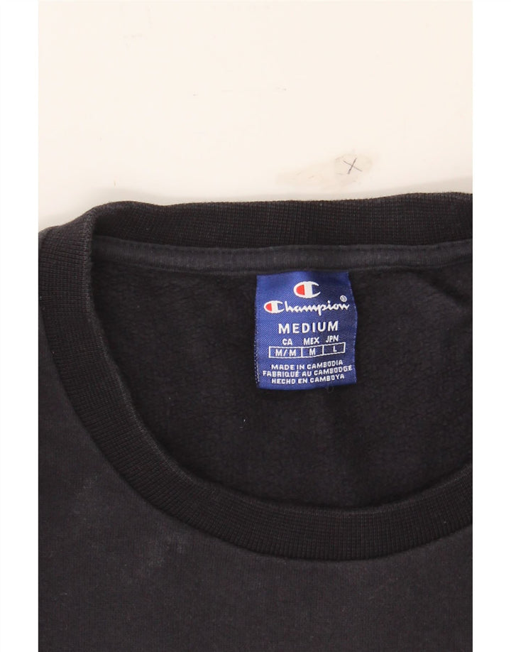 CHAMPION Mens Graphic Sweatshirt Jumper Medium Navy Blue Cotton Vintage Champion and Second-Hand Champion from Messina Hembry 