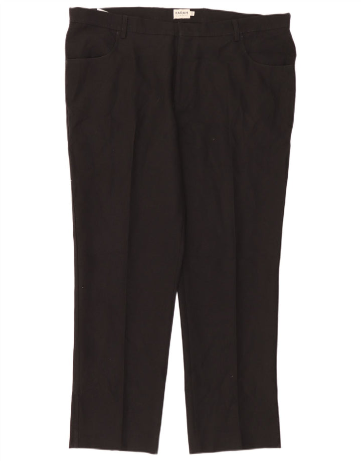 Pantaloni casual Farah pentru bărbați, cu tăiere clasică, L42 L29, poliester negru