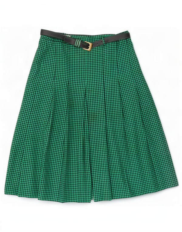 Fustă plisată cuțit pentru femei Libra UK 20 2XL W36 Poliester vichy verde