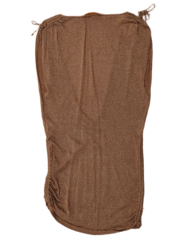 Rochie rotativă fără mâneci pentru femei Zara UK 12 Medium Bej Nylon