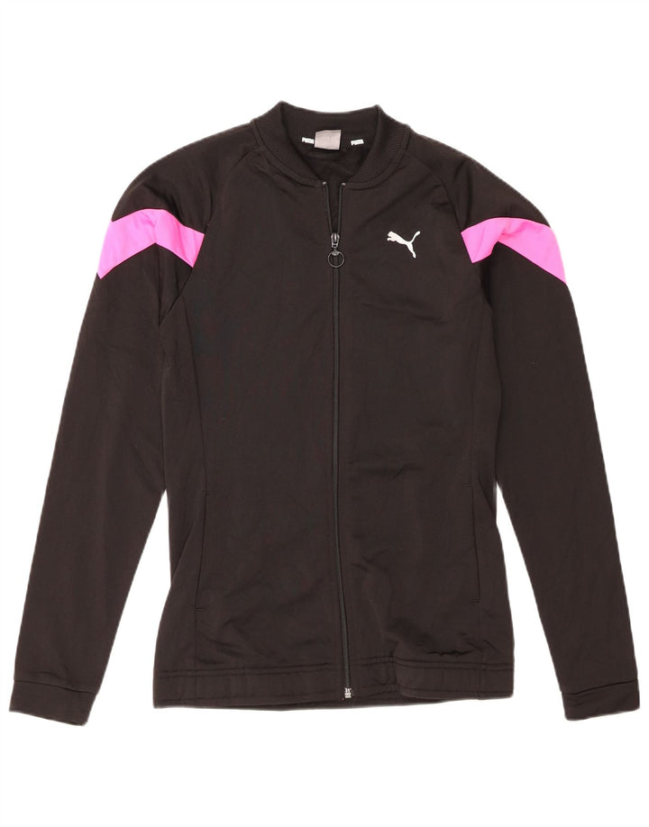 Jachetă de trening Puma pentru fete 15-16 ani, negru, poliester color bloc