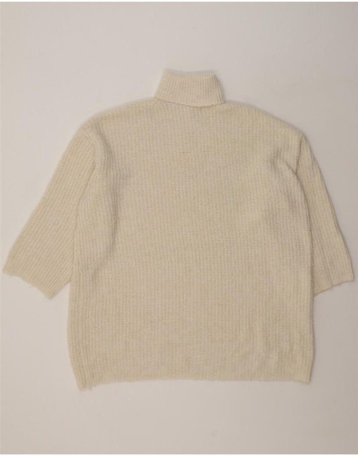 TOPSHOP Womens Longline Roll Neck Jumper Sweater UK 14 Medium Off White Vintage Topshop and Second-Hand Topshop from Messina Hembry 