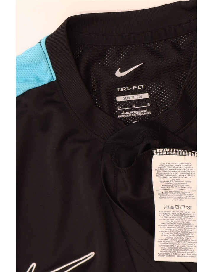 Tricou pentru bărbați Nike Dri Fit Slim Fit Top mare, negru, poliester color bloc