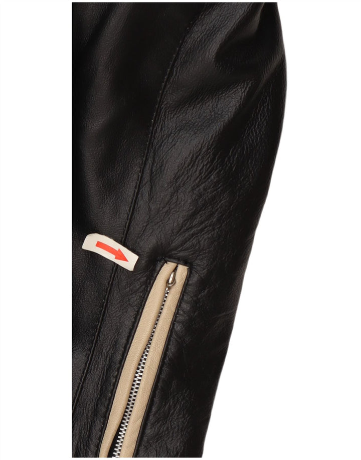Geacă de piele vintage pentru femei IT 48 XL negru colorblock