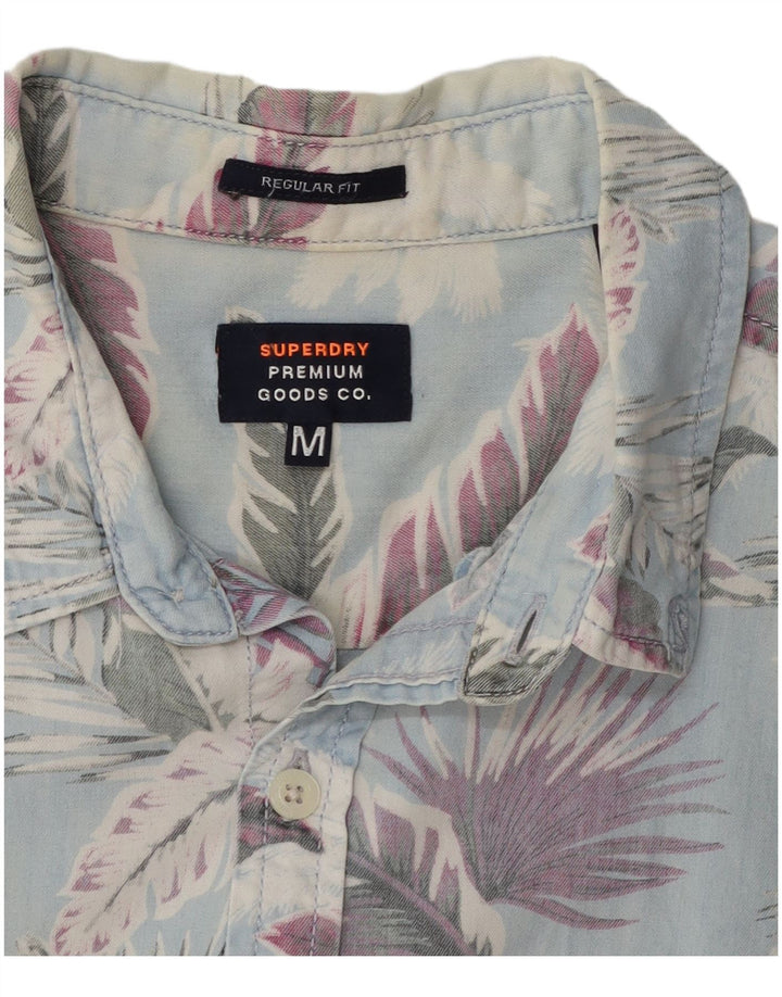 Cămașă Superdry pentru bărbați, cu mânecă scurtă, cu ajustare normală, din bumbac floral, albastru mediu