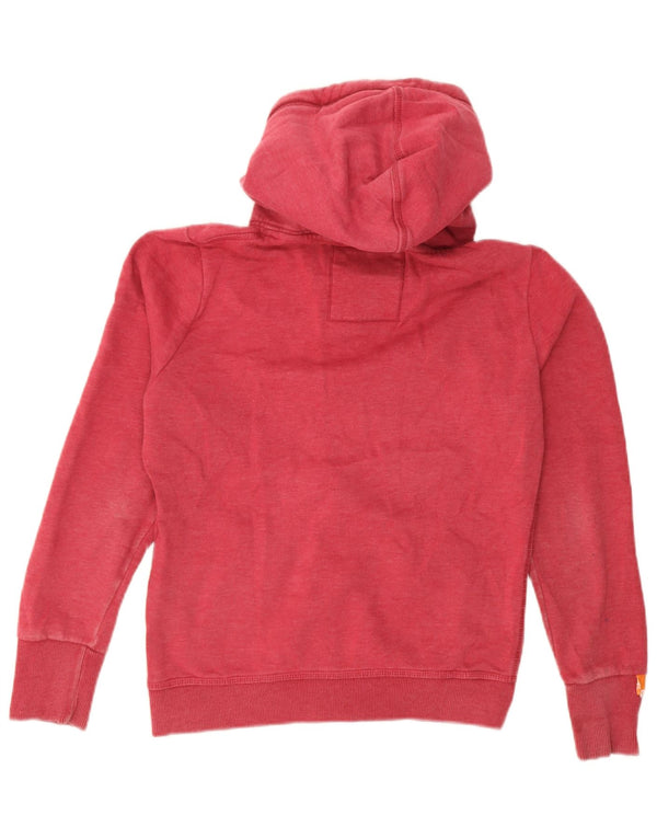 Superdry Womens Zip Hoodie Sweater UK 16 Large Red Cotton