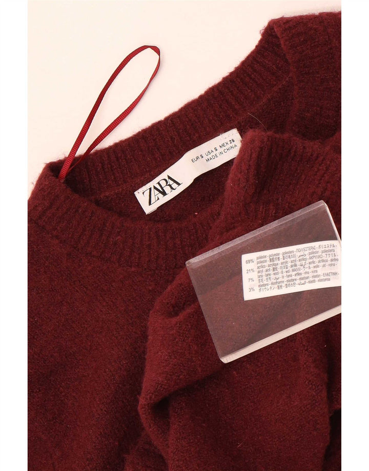 Pulover cardigan pentru femei Zara UK 10 mic, maro, poliester