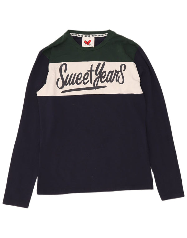 SWEET YEARS Top grafic pentru femei cu mânecă lungă UK 18 XL, albastru bleumarin, color block