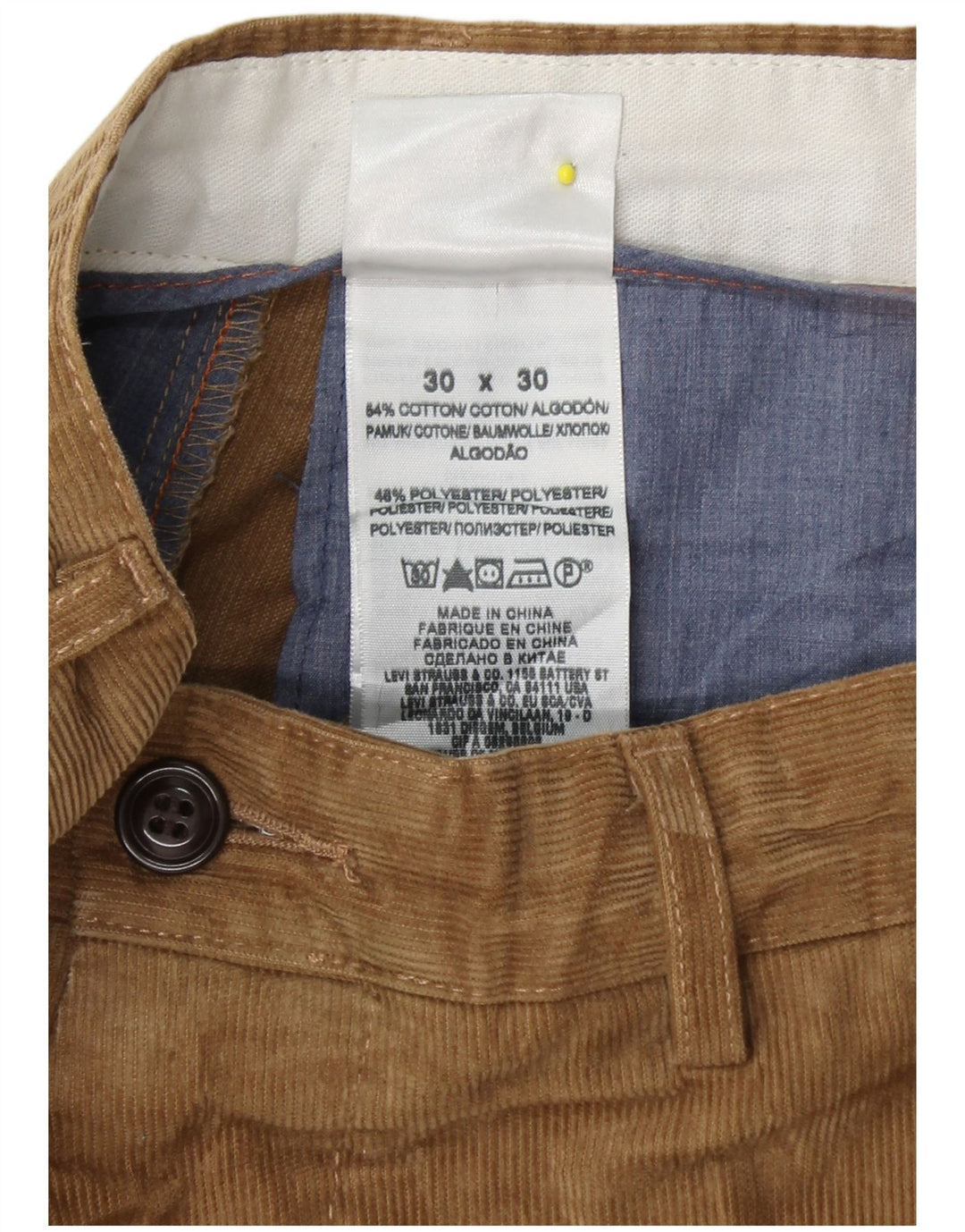 DOCKERS Pantaloni drepti pentru bărbați din velur L30 L30 bumbac bej