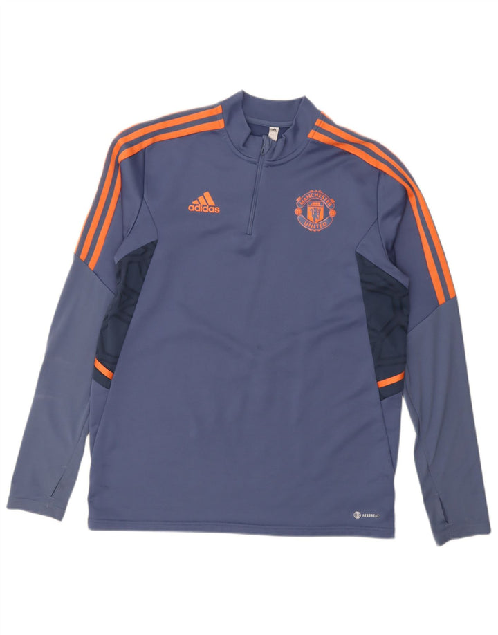 Adidas pentru bărbați Manchester United Pullover Trening Top Large Blue Colorblock