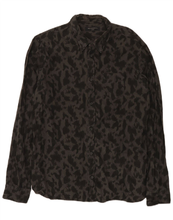 Cămașă pentru bărbați cu model abstract All Saints, bumbac mare, negru