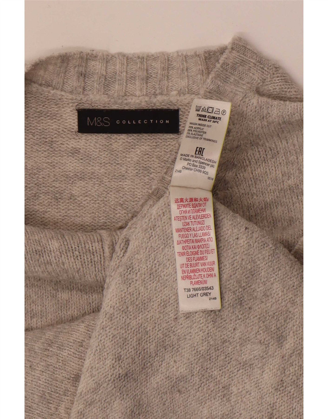 Pulover pentru femei Marks & Spencer cu decolteu rotund UK 14 Medium Gri Acrilic