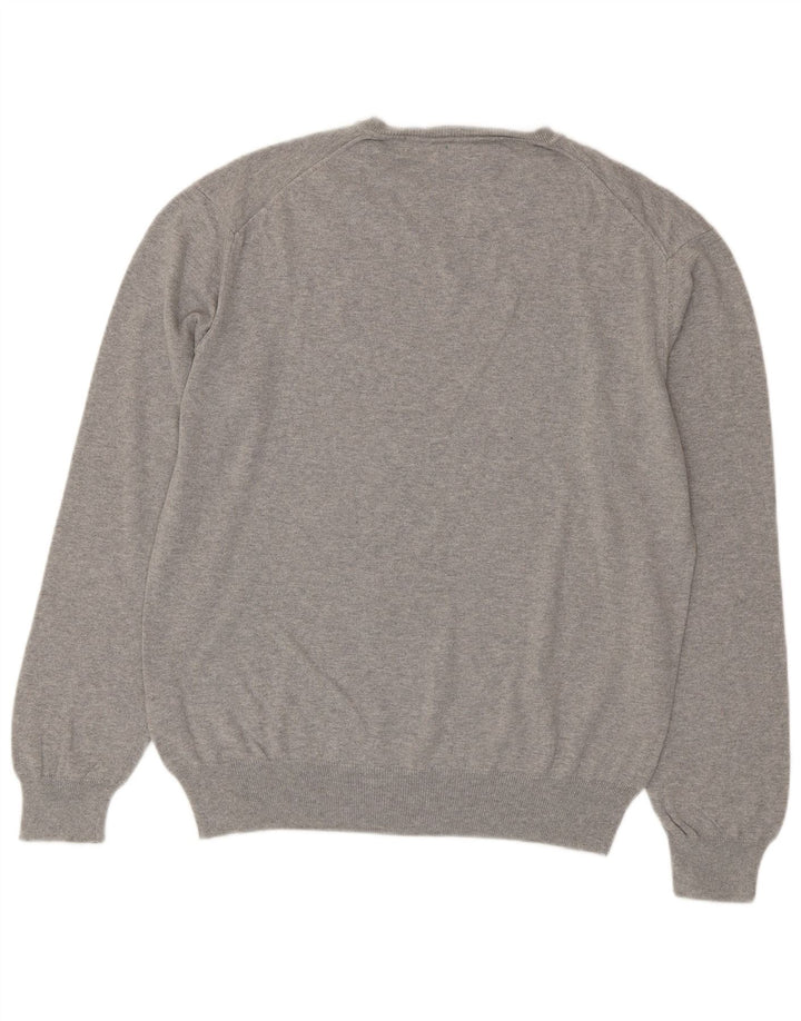 MARLBORO CLASSICS Mens V-Neck Jumper Sweater XL Grey Cotton