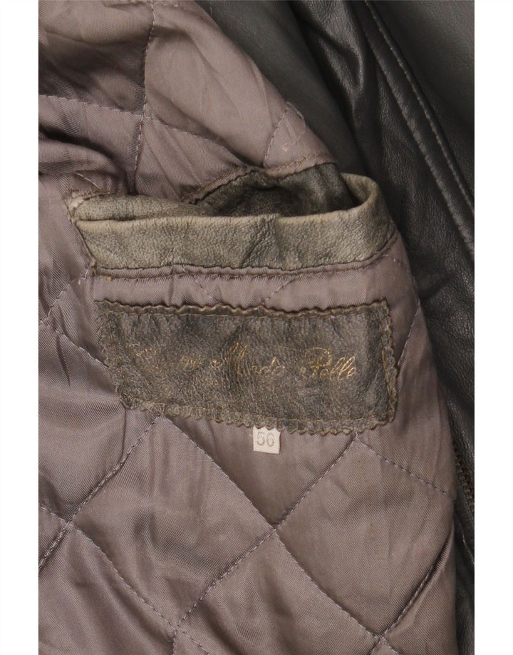 Geacă de piele vintage pentru bărbați IT 56 3XL neagră