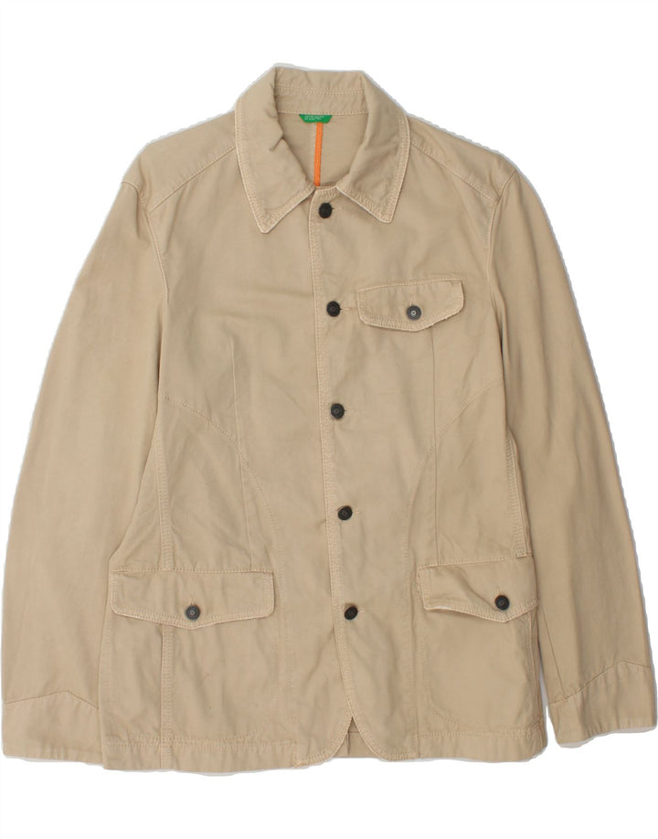BENETTON Mens Utility Jacket IT 46 Small Beige Cotton Vintage Benetton and Second-Hand Benetton from Messina Hembry 