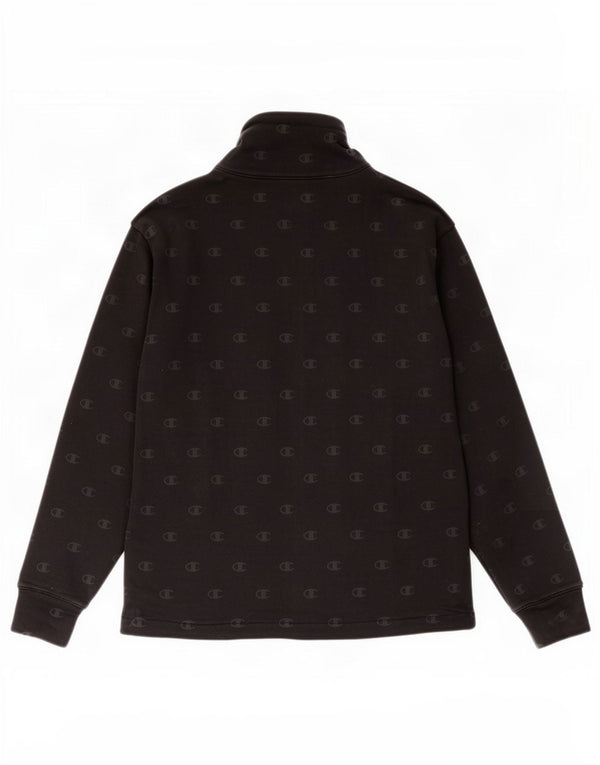 Champion Womens Graphic Tracksuit Top Jacket UK 10 Small Black Cotton