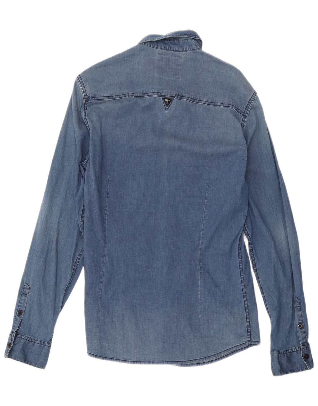 Cămașă pentru bărbați Guess din denim slim fit, albastru mic