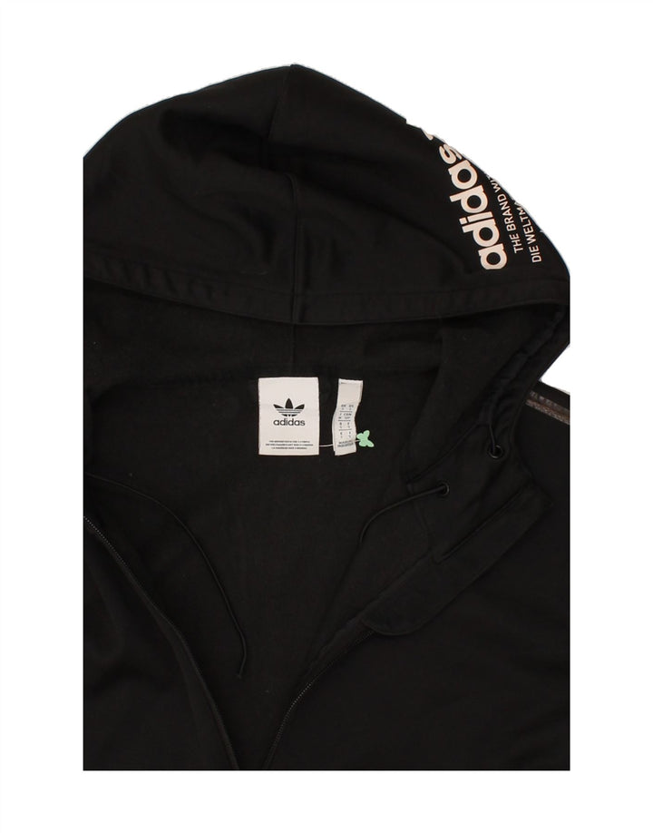 ADIDAS Mens Graphic Zip Neck Hoodie Jumper Small Black Polyester Vintage Adidas and Second-Hand Adidas from Messina Hembry 