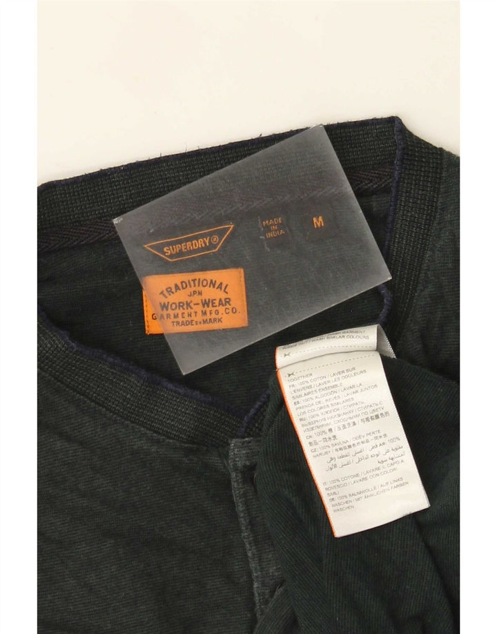 Top pentru bărbați Superdry cu mânecă lungă din bumbac verde mediu