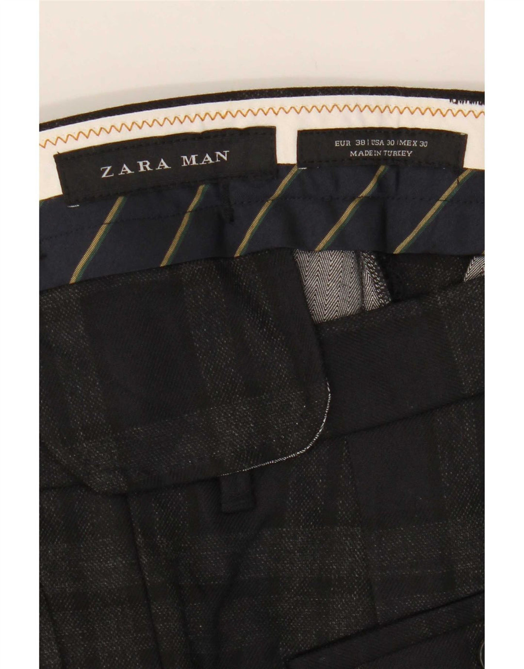 Pantaloni tăiați pentru bărbați Zara EU 38 Mici L30 L25 Poliester cu carouri gri