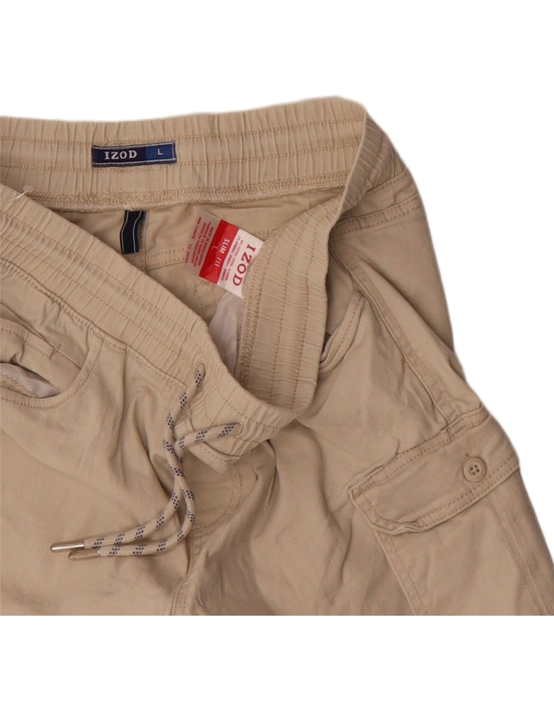 IZOD Mens Slim Fit Cargo Shorts Large W36  Beige Cotton Vintage Izod and Second-Hand Izod from Messina Hembry 