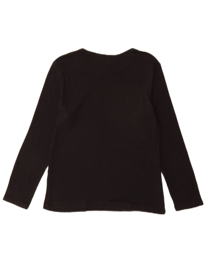 Top pentru femei Marks & Spencer cu mânecă lungă UK 14, bumbac mediu negru