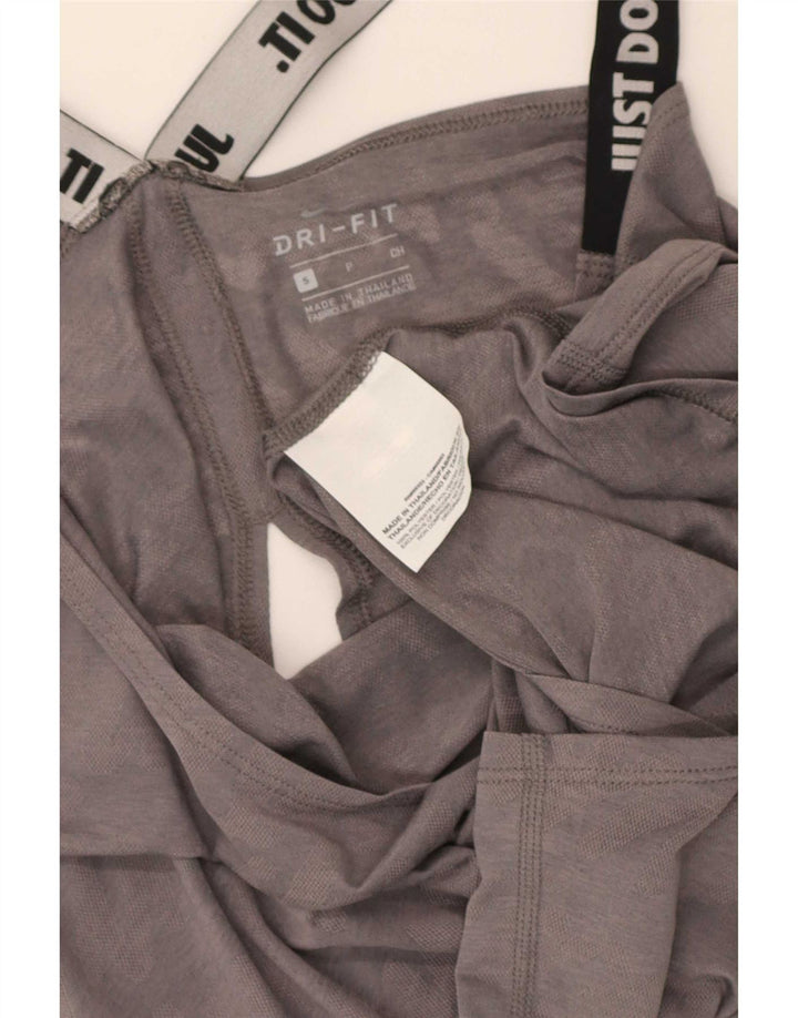 Top cu vestă grafică Nike Dri Fit pentru femei UK 8 Small, gri, poliester color bloc