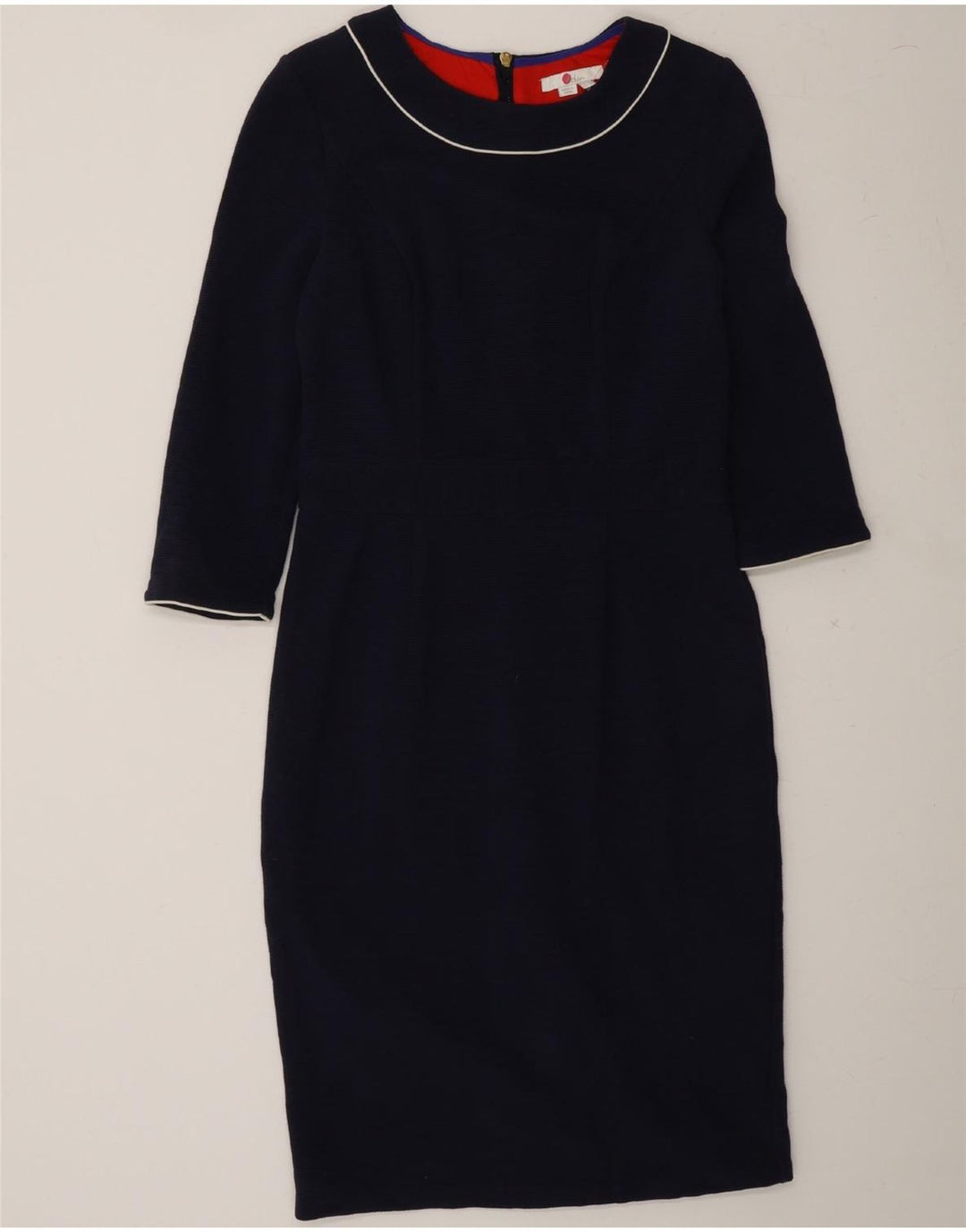 BODEN Womens 3/4 Sleeve Shift Dress UK 12 Medium Navy Blue Cotton Vintage Boden and Second-Hand Boden from Messina Hembry 