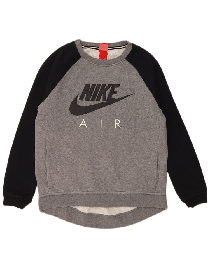 Hanorac grafic pentru bărbați Nike Jumper mic, gri, bumbac color bloc