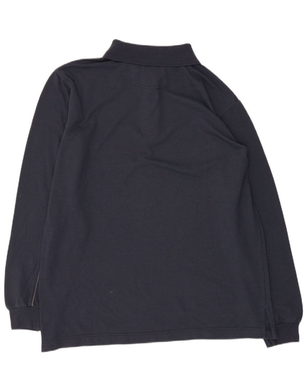 HELLY HANSEN Cămașă polo pentru bărbați cu mânecă lungă și cu fermoar, bumbac, albastru bleumarin mediu