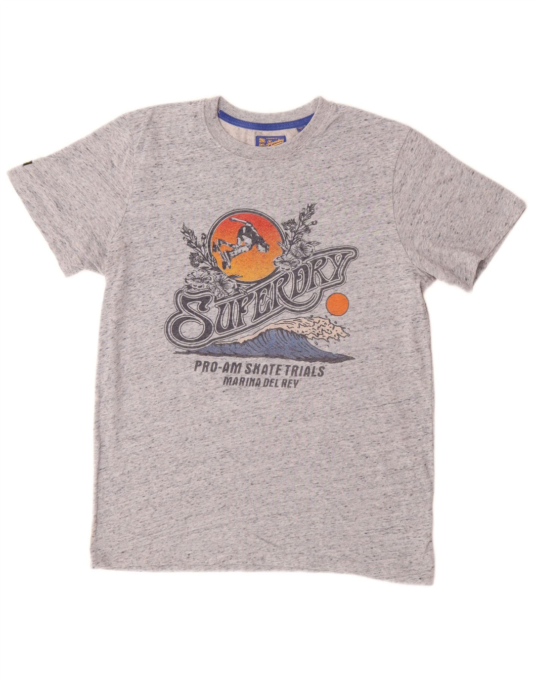 Tricou grafic pentru bărbați SUPERDRY Top din bumbac cu pete gri mediu