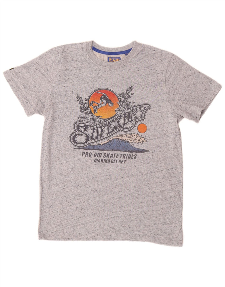 Tricou grafic pentru bărbați SUPERDRY Top din bumbac cu pete gri mediu