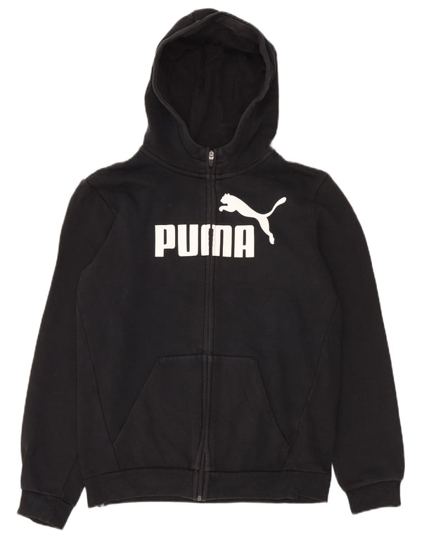 Pulover PUMA Graphic Zip Hoodie pentru băieți 15-16 ani, bumbac negru