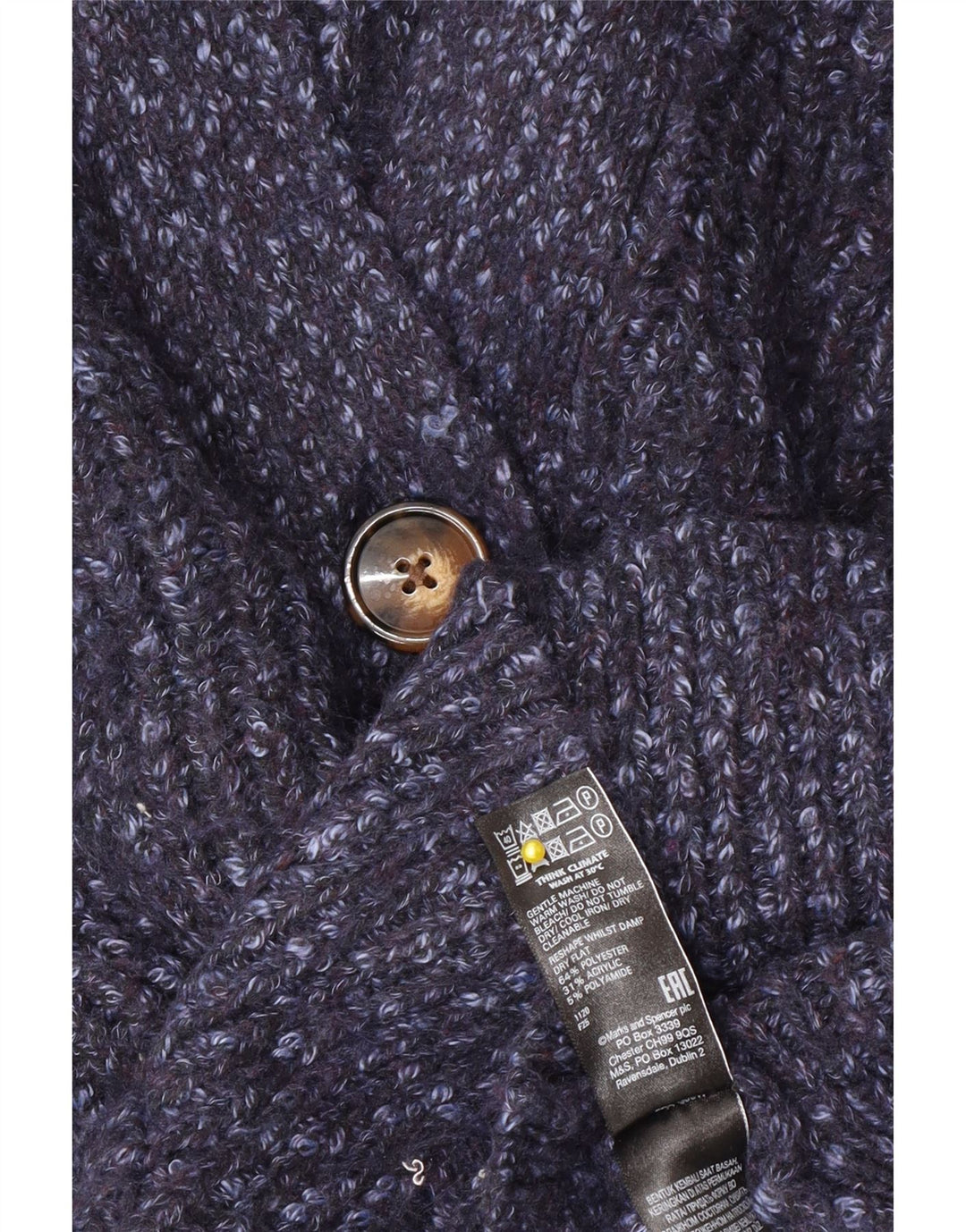 Pulover cardigan supradimensionat pentru femei Marks & Spencer UK 14 Medium Blue Flecked