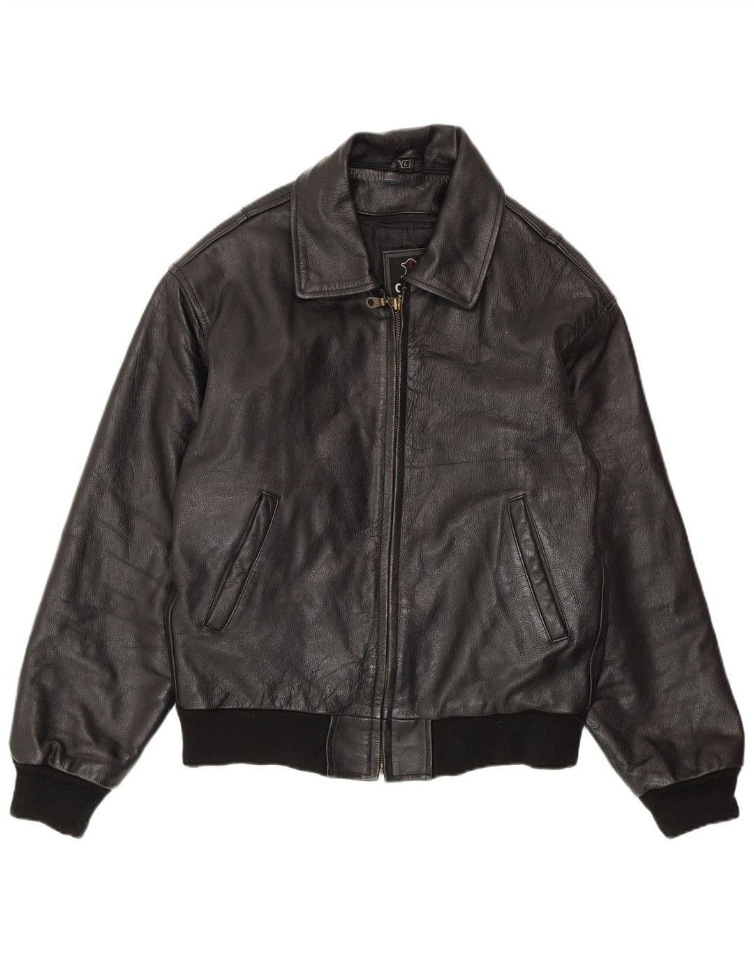 Jachetă de piele pentru bărbați VINTAGE UK 40, mare, neagră