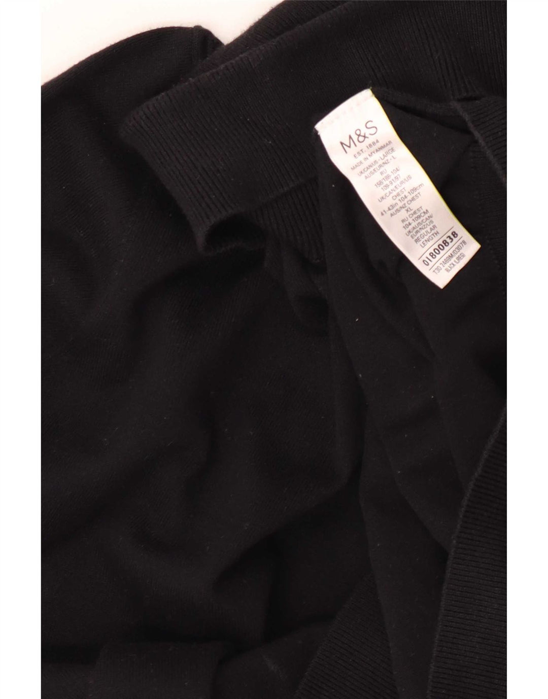 Pulover pentru bărbați Marks & Spencer cu gât rulat, mare, negru, bumbac