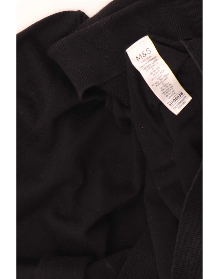 Pulover pentru bărbați Marks & Spencer cu gât rulat, mare, negru, bumbac