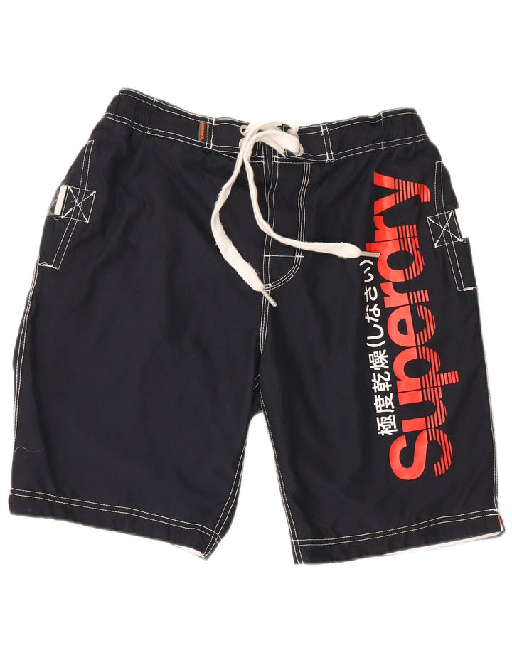 Pantaloni scurți de înot Superdry Graphic Regular pentru bărbați, mari, albastru, poliester