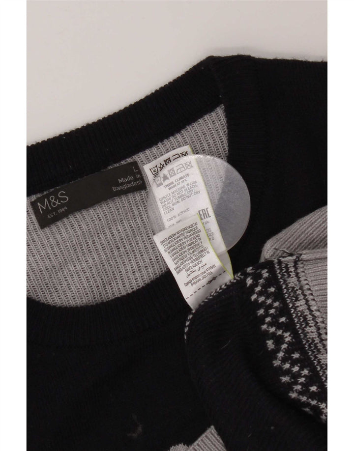 Pulover pentru bărbați Marks & Spencer cu gât roșu, mare, gri, bloc de culoare
