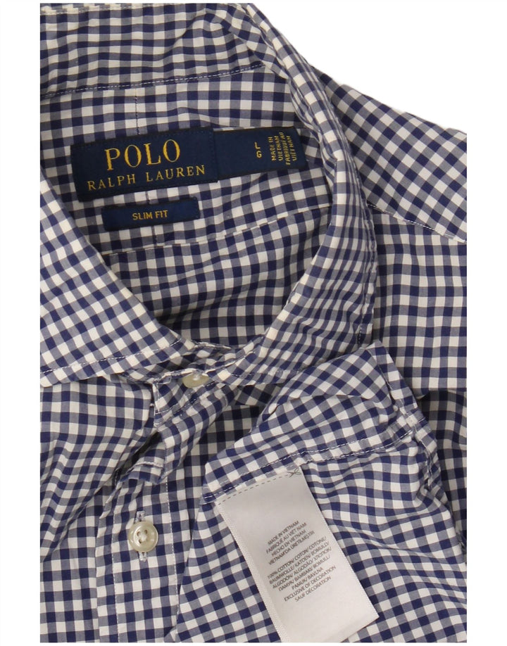 Cămașă pentru bărbați Polo Ralph Lauren slim fit, mare, albastru, din bumbac