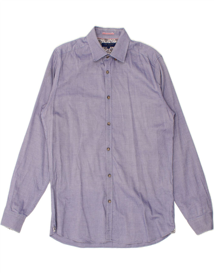 TED BAKER Mens Shirt Size 16 Large Purple Cotton Vintage Ted Baker and Second-Hand Ted Baker from Messina Hembry 