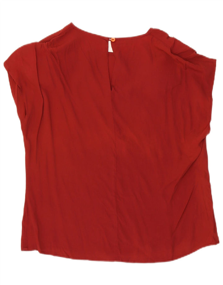Bluză Vintage Femei Top IT 46 Mare Mătase Roșie