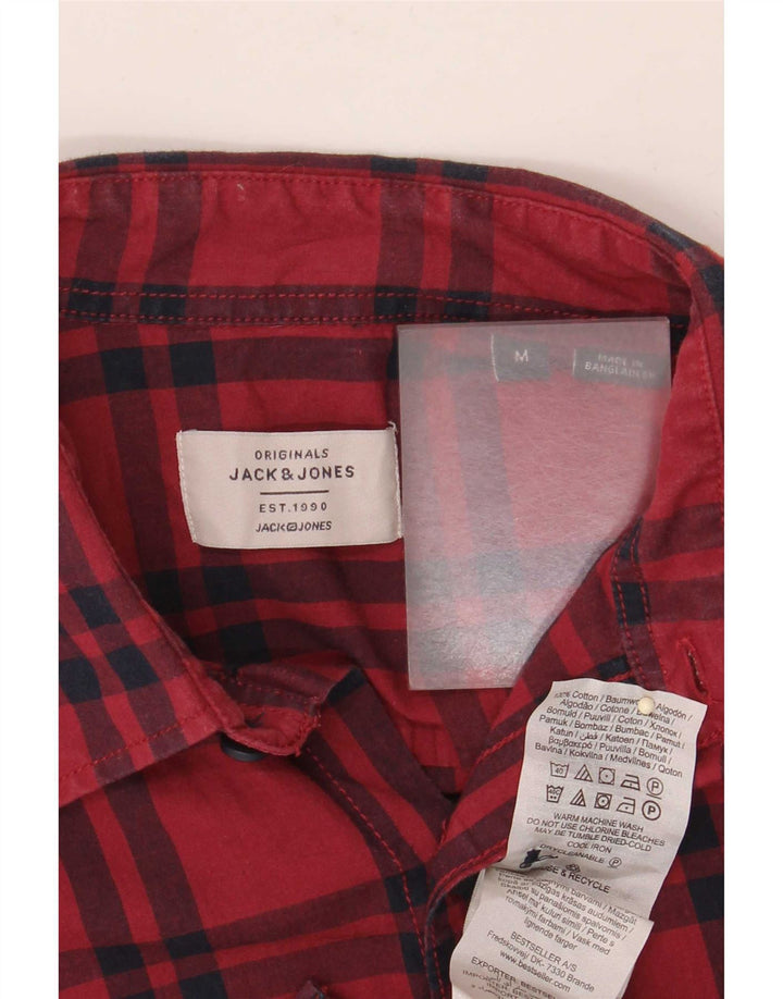 Cămașă cu mânecă scurtă Jack & Jones pentru bărbați, bumbac carouri roșu mediu