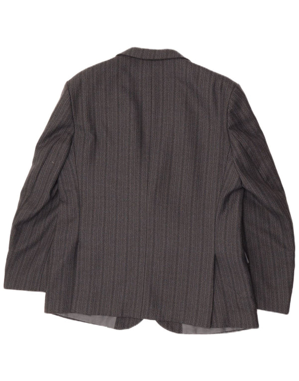 Jachetă vintage pentru bărbați cu 2 nasturi UK 44 2XL Terylene cu dungi gri