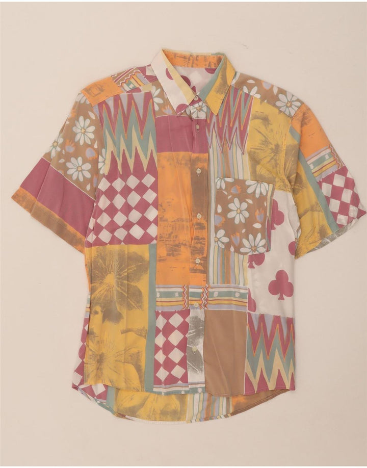 Cămașă vintage pentru bărbați cu mânecă scurtă, mediu multicoloră, mozaic