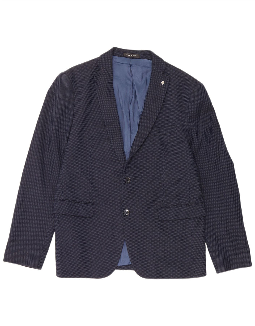 Blazer pentru bărbați Zara cu 2 nasturi EU 52 Mare Bumbac bleumarin