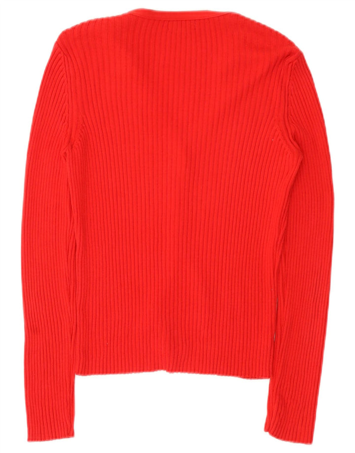 Pulover cardigan pentru femei Benetton UK 12 bumbac roșu mediu