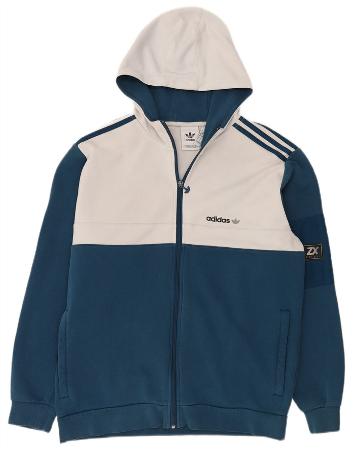 Pulover cu capota cu fermoar Adidas pentru bărbați, mare, albastru, poliester