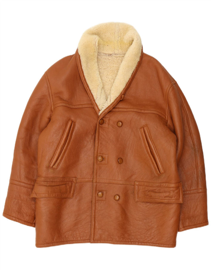 Jachetă din shearling pentru bărbați de epocă IT 54 2XL maro