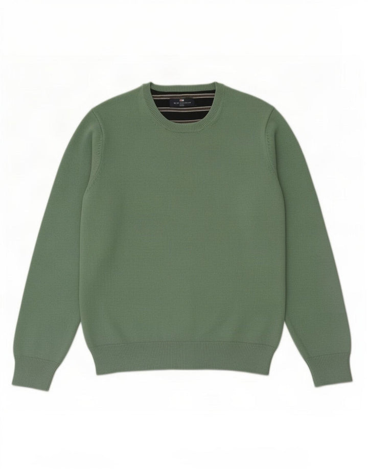 Pulover pentru bărbați Marks & Spencer, Blue Harbour, cu gât crew, verde mediu